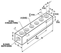 Single Row Manifolds SAE Porting - Dimensional Drawing