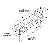 Double Row Manifolds SAE Porting - Dimensional Drawing